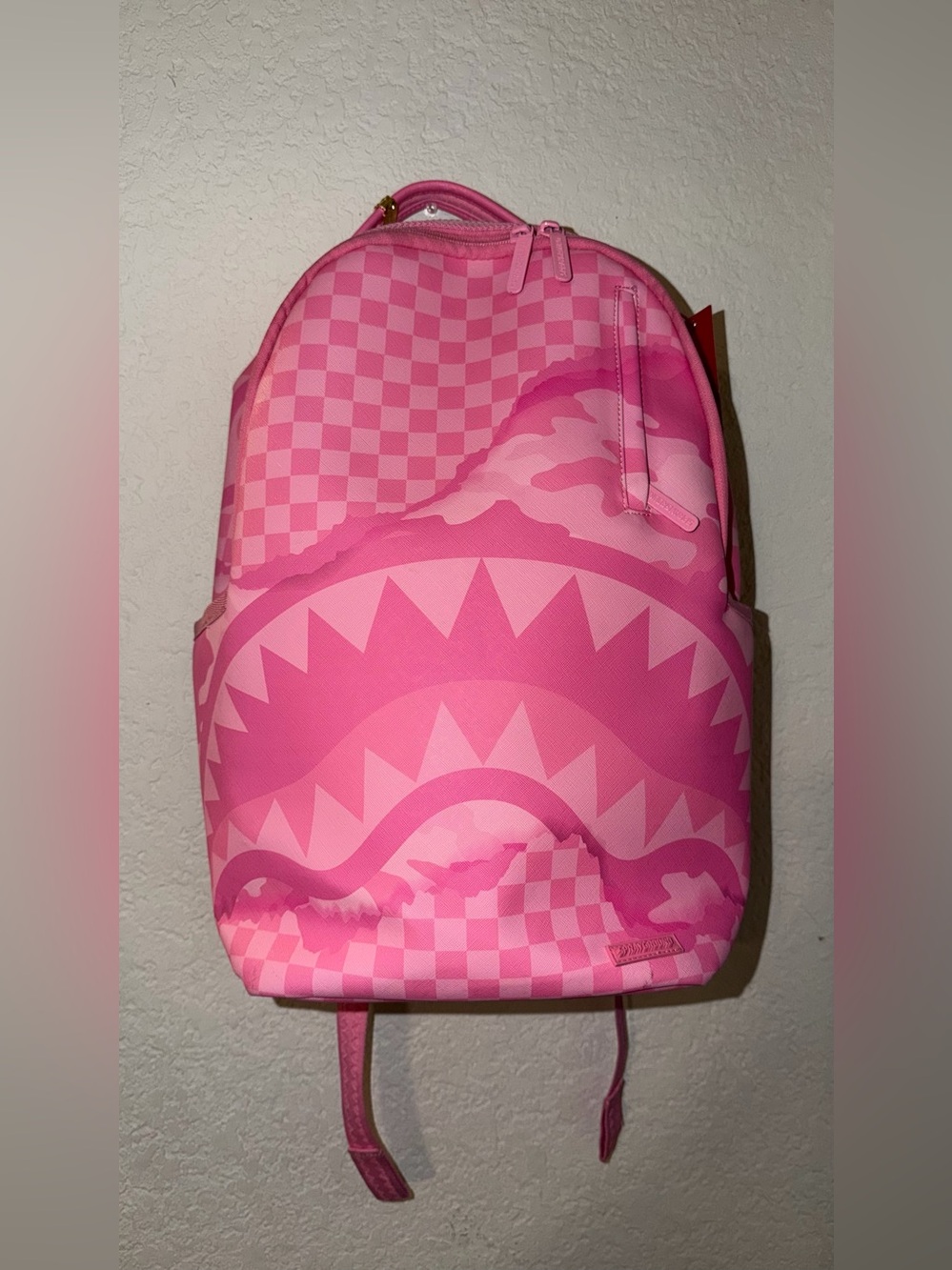 Sprayground Pink Checker & Shark-Graphic Kids Backpack
